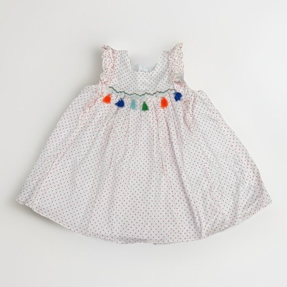 Pippa and Julie White Swiss Dot Dress with Colorful Tassels size 24 Months - Picture 1 of 5